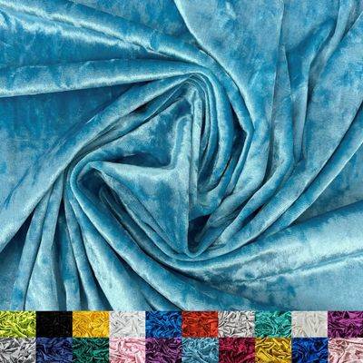 Ice Fabrics Stretch Crushed Velvet Fabric by The Yard - 60/62" Wide Soft Velvety Fabric for Sewing Apparel, Upholstery, Curtains & Decor - 250 GSM - 20% Vertical Stretch - Aqua - 3 Yards