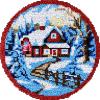 Large Round Latch Hook Rug Kits Cottage Snow House Latch Hook kit Cushion Blanket Embroidery Craft Kits for Beginner DIY Latch Hook Carpet Rug Kit with Printed Canvas 60x60cm view 1