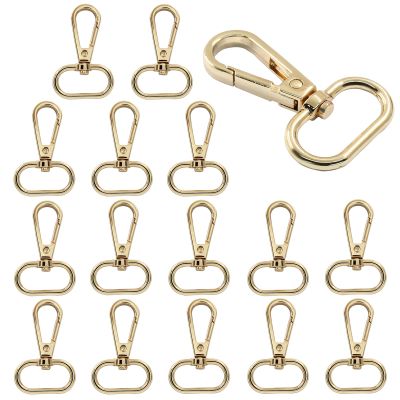 HARSKIYER 16 Pack Swivel Lobster Clasps, 1 Inch Gold Lobster Claw Clasps for Keychains, Oval Ring Swivel Snap Hooks Metal Lobster Clips for Purse, Snap Tabs, Craft Making