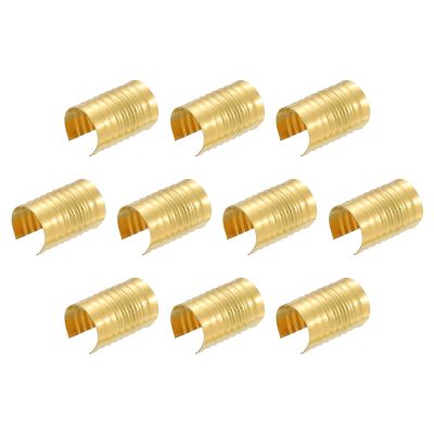 uxcell 120Pcs Leather Rope Clips, 14 x 9mm Foldable Cylindrical Cord End Crimp Adjustable Fold Over Crimps Cord String Leather Fastener for DIY Crafts, Gold