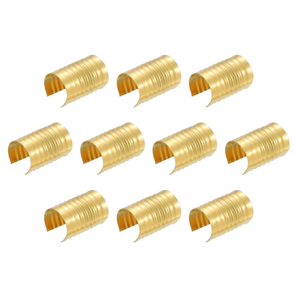 uxcell 120Pcs Leather Rope Clips, 14 x 9mm Foldable Cylindrical Cord End Crimp Adjustable Fold Over Crimps Cord String Leather Fastener for DIY Crafts, Gold