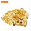 uxcell 120Pcs Leather Rope Clips, 14 x 9mm Foldable Cylindrical Cord End Crimp Adjustable Fold Over Crimps Cord String Leather Fastener for DIY Crafts, Gold view 3