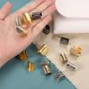 uxcell 120Pcs Leather Rope Clips, 14 x 9mm Foldable Cylindrical Cord End Crimp Adjustable Fold Over Crimps Cord String Leather Fastener for DIY Crafts, Gold view 4