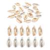 PATIKIL Natural Seashell Charm, 20 Pcs Oval Dyed Shell Craft Pendants with Hole Shell Connection for Necklace DIY Ocean Jewelry Making, Gold/Silver view 1