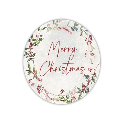 40 2-Inch Merry Christmas Gift Stickers Labels - Holly Berry Branches Xmas Gift Stickers / Holiday Envelope Seals / Business Packaging Stickers