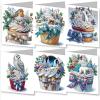 BAYUNOE 6Pcs Christmas Folding Greeting Card DIY Diamond Art Painting Greeting Cards Special Shaped Diamond Blessing Gift Card Kit Arts Crafts for Birthday Thanksgiving Day-Cupcake view 1