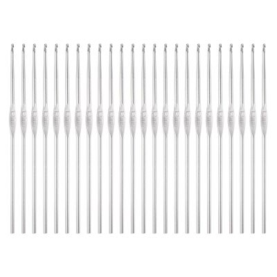 uxcell 24pcs Crochet Hooks 1.3mm Iron Knitting Needles Comfortable Smooth Crochet Needles for DIY Craft Yarn, Silver Tone