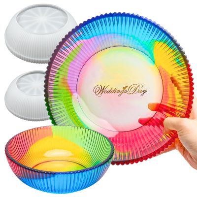 2 Pack Extra Large Resin Molds for Bowl, 10" + 8" Round Striped Deep Silicone Molds for Epoxy Resin Casting, Big Trinket Container Box, Storage Tray Mold for Jewelry, Candle Holder, Concrete Planter