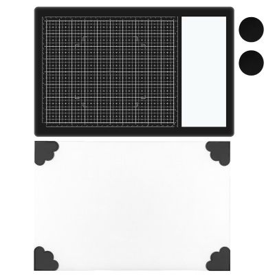 2PcsMagnetic Glass Craft Mat and Non-Stick Craft Mat Set Heat Resistant Glass Media Cutting Mat W/Magnets Gridlines and Measurements; for Stamping, Ink Blending, Stenciling Scrapbooking Craft Project