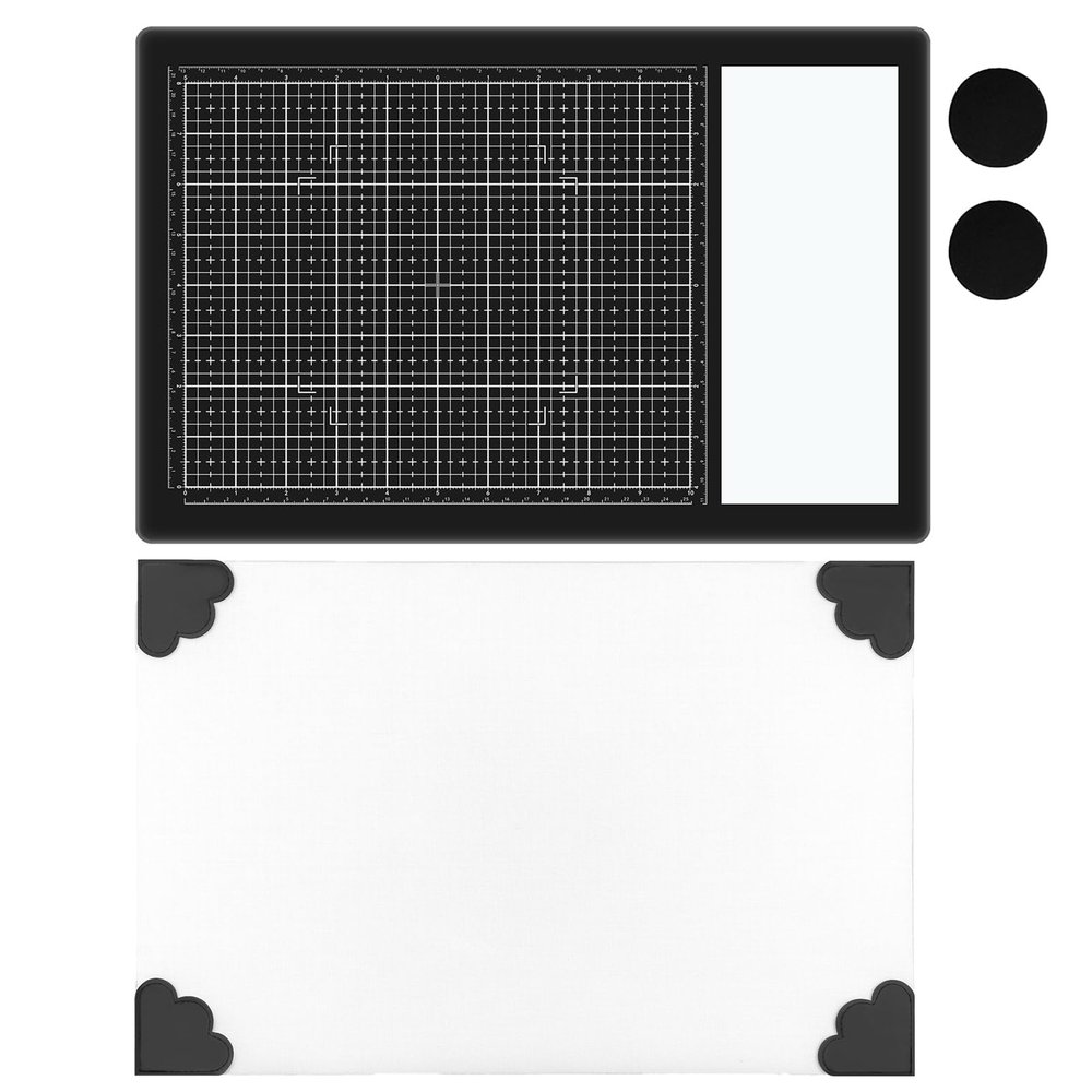 2PcsMagnetic Glass Craft Mat and Non-Stick Craft Mat Set Heat Resistant Glass Media Cutting Mat W/Magnets Gridlines and Measurements; for Stamping, Ink Blending, Stenciling Scrapbooking Craft Project