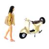 Hand Painted 1/64 Figures Girl Motorcycle Train Railway Layout S Scale, Yellow view 1