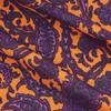 100% Linen Fabric with Adhesive/Fusible Interlining, Orange and Purple Paisley Pattern, High Density, Pure Linen for Dress, Skirt, Shirt, Blouse, Pants, 135cm Width, by The Yard view 2