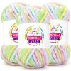 3 Pack Pastel Rainbow Velvet Chenille Yarn for Crocheting, Fluffy Plush Thick Soft Chunky Baby Blanket Yarn for Knitting Beginners view 1