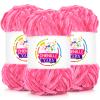 3 Pack Velvet Chenille Yarn for Crocheting,Hot Pink Fluffy Velvet Plush Yarn Thick Soft Chunky Chenille Yarn Baby Blanket Yarn for Crocheting Knitting BeginnersHot Pink view 1