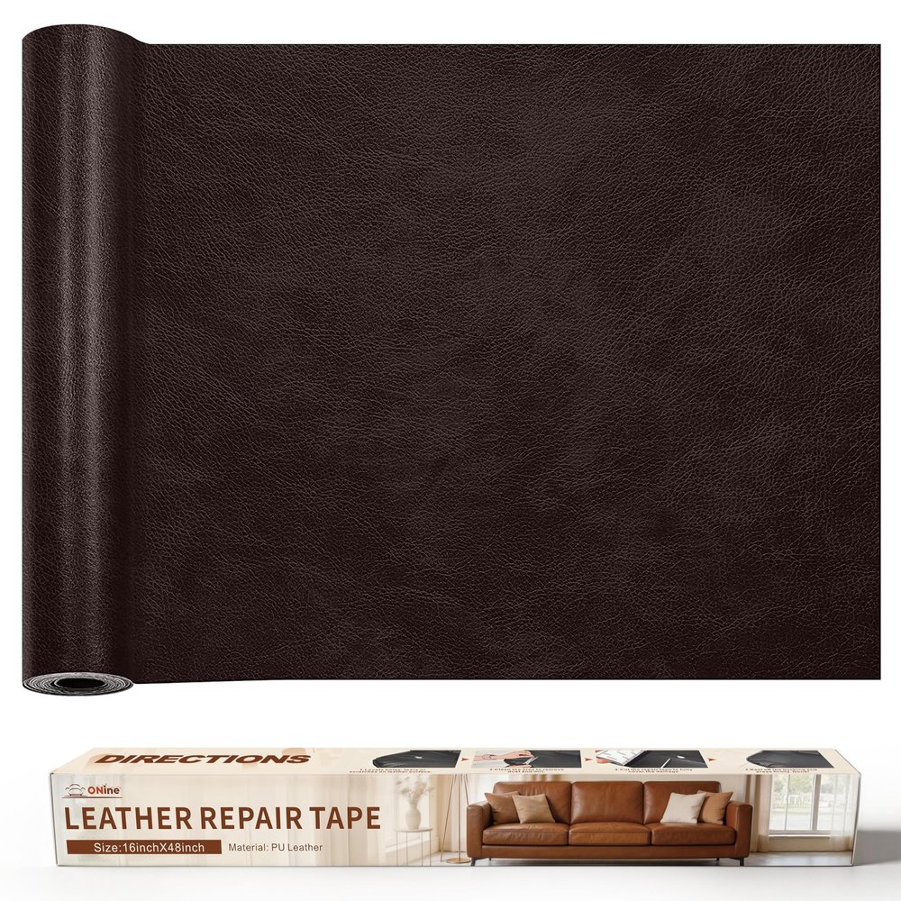 ONine Leather Repair PatchLeather Repair Tape, 16 x 48 inches Leather Repair Patch for Furniture,Vinyl Repair kitLeather Couch Patchfor Sofas, Furniture, car Seats(Dark Brown)
