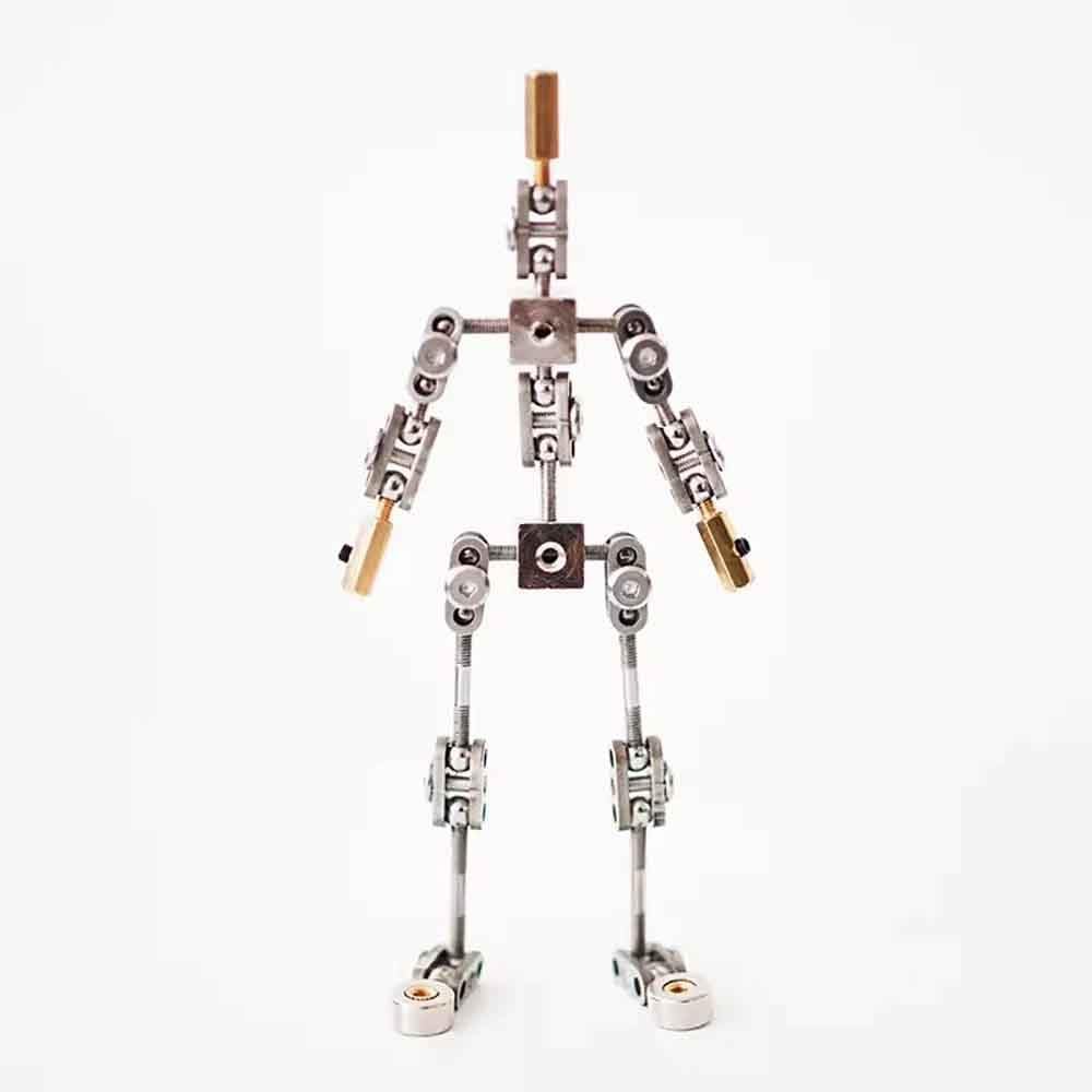 iDili Finished Full Metal Stop Motion Armature Kit Puppet Stainless Steel Skeleton DIY Animated Figure Flexible Model Height 18CM