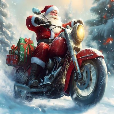 KXBAVPP Winter 5D Diamond Painting Kit for Adults,Christmas Santa Claus Motorcycle Square Full Diamond Crystal Art Xmas,Winter Crafts Home 16x20 Inch