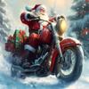 KXBAVPP Winter 5D Diamond Painting Kit for Adults,Christmas Santa Claus Motorcycle Square Full Diamond Crystal Art Xmas,Winter Crafts Home 16x20 Inch view 1