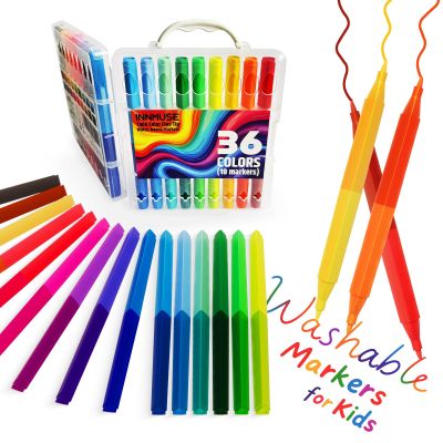 INNMUSE Double Sided Washable Mini Markers for Kids Ages 412, 36 Colors Non-Toxic Thin Markers with Travel Case,School & Travel Essentials