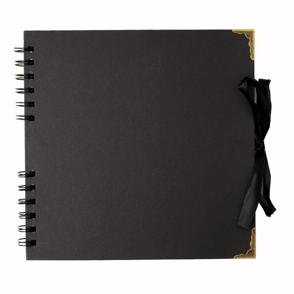 Hawksbill Paper 12 x 12 Black Scrapbook Portrait Sketchbook 12 Inch by 12 Inch 30 Sheets / 60 Pages 180GSM Multipack of Jotters for Work, Home, Uni, College, School or Office Use