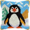 Latch Hook Kits Pillow Kits Penguin Latch Hook Cushion Pillow Cover Embroidery Craft Kits for Beginner DIY Latch Hook Rug Kit with Printed Canvas Home Decor 43x43cm (7) view 1