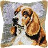 Latch Hook Kits Pillow Kits English Foxhound Latch Hook Cushion Pillow Cover Embroidery Craft Kits for Beginner DIY Latch Hook Rug Kit with Printed Canvas Home Decor 43x43cm (170) view 1