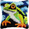 Latch Hook Kits Pillow Kits Frog Latch Hook Cushion Pillow Cover Embroidery Craft Kits for Beginner DIY Latch Hook Rug Kit with Printed Canvas Home Decor 43x43cm (39) view 1