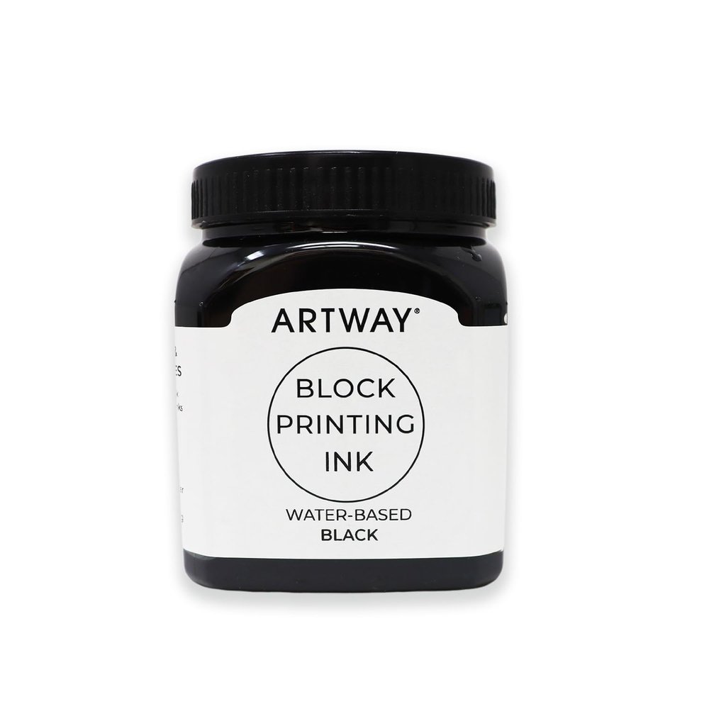 Artway Premium Block Printing Ink - 250ml - Black - Ideal for Relief, Block and Lino Printmaking