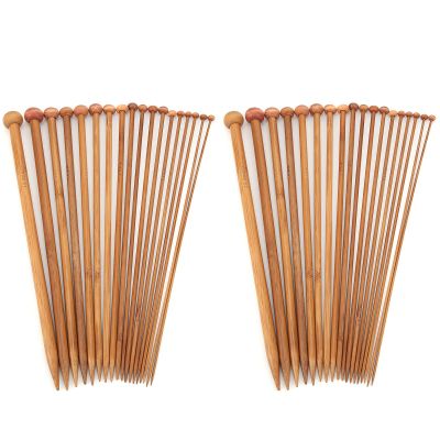 36 Pcs Knitting Needles, Wooden Knitting Needles, Straight Knitting Needles, Wool Netting Needle for Craft Clothes Blankets Making