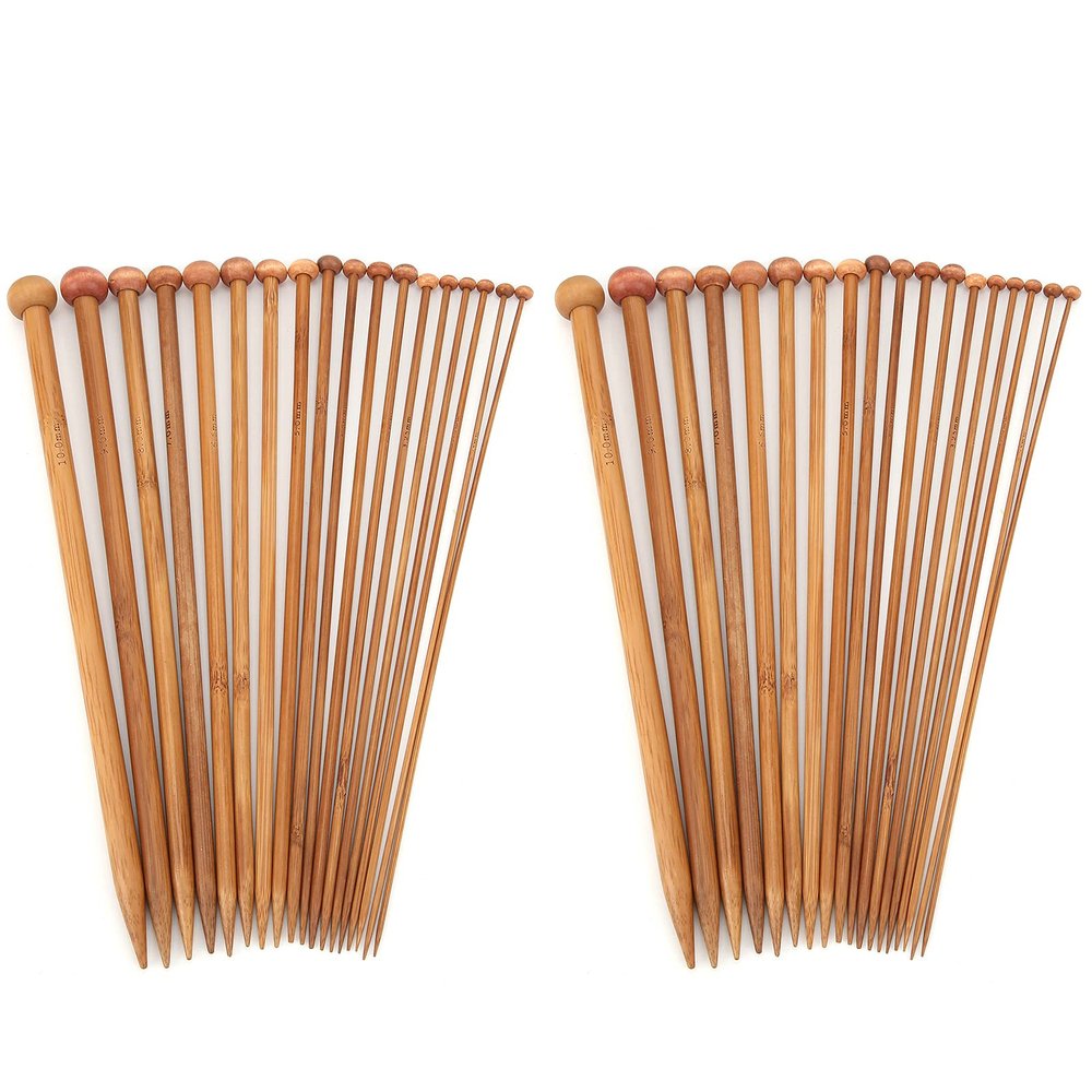 36 Pcs Knitting Needles, Wooden Knitting Needles, Straight Knitting Needles, Wool Netting Needle for Craft Clothes Blankets Making