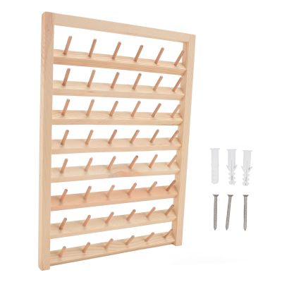 48 Spools Wooden Thread Rack, Wall Mounted Wooden Thread Holder Organizer, Sewing Thread Storage, Thread Spool Organizer, for Embroidery Quilting and Sewing Threads