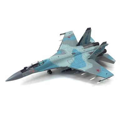 1/100 Scale Blue SU-35 Super Flanker Fighter Attack Plane Metal Fighter Military Model Diecast Plane Model for Collection Accessories