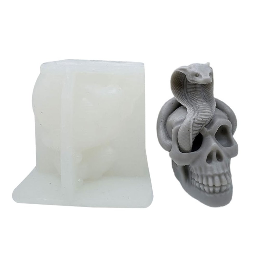 Ldabrye Silicone Molds for Candle Making Halloween Mould 3D Snake Skull Candle Molds Silicone Mould Scented Candle Molds Cake Decorating Tool Craft Supplies Handmade Soap Molds Clay Molds Resin Mold