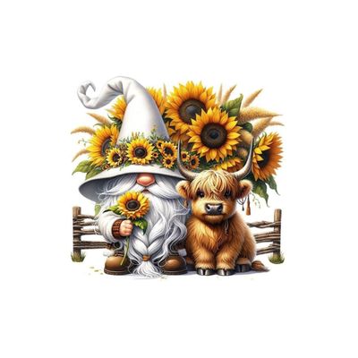Cowboy Gnome and Cow with Flowers Decal Sticker for Drink Tumblers, Adorable Funny Laptop Decals, Binders, Phones and so Much More!