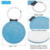 PATIKIL Sublimation Blank Keychains, 12 Pcs Round Keychain Blanks Bulk PU Leather Heat Transfer Key Chains for DIY Craft, Glitter Blue view 2