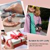 PATIKIL Sublimation Blank Keychains, 12 Pcs Round Keychain Blanks Bulk PU Leather Heat Transfer Key Chains for DIY Craft, Glitter Blue view 4