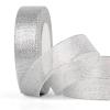 SDZMDL Silver Glitter Ribbon 1 Inch, Sparkly Metallic Fabric Ribbons for Father's Day Decor, Gifts Wrapping, Crafts. 25 Yards/roll view 1