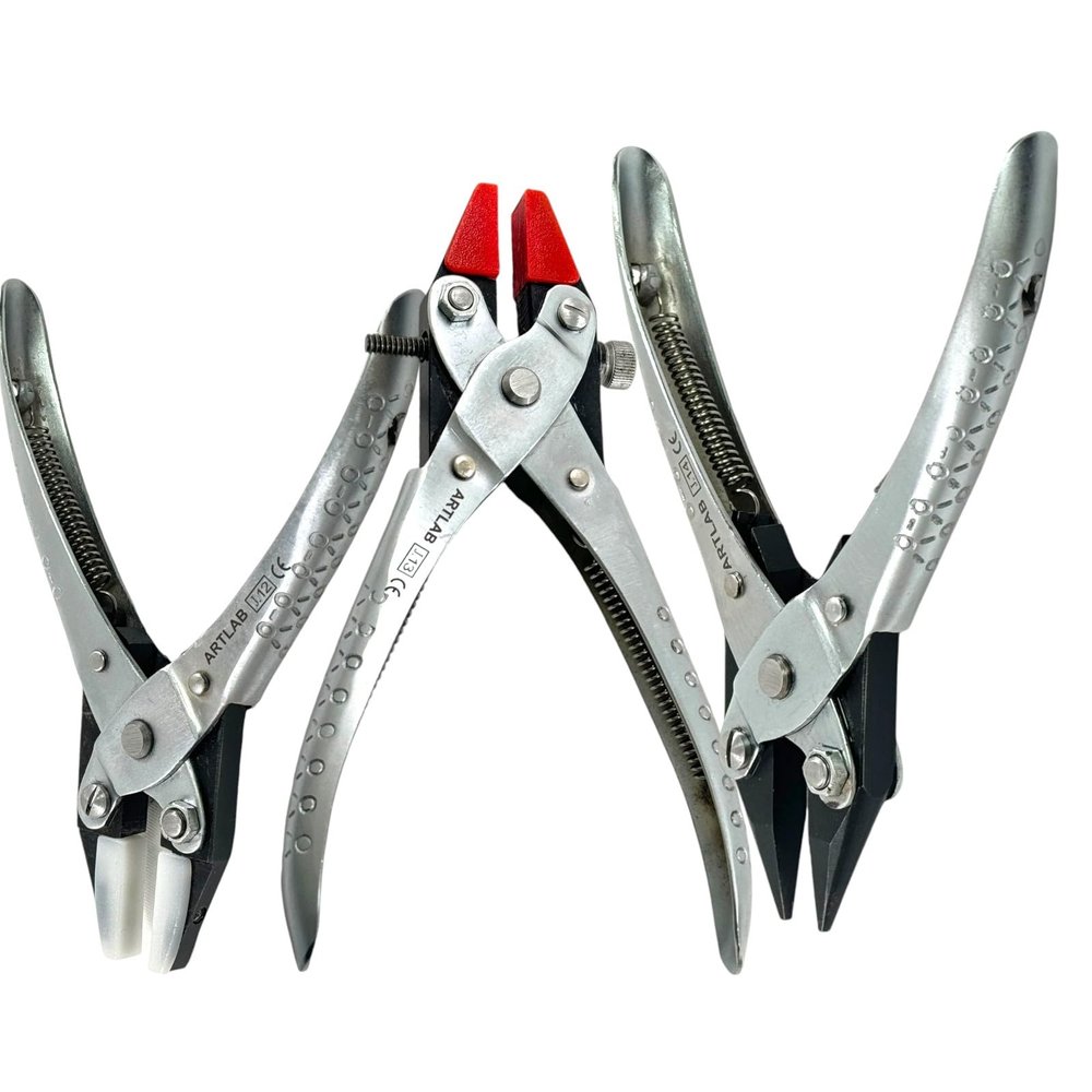 Essential Jeweler Parallel Pliers - Wire Bending, Wire Shaping, Beading, Jewelry Repair Parallel-Action Pliers | Apply Even Pressure Every Time. ((#J12+#J13+#J14) - Set of 3)