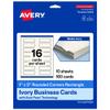 Avery Printable Rectangle Rounded Corner Mini Business Cards, Sure Feed Technology, 1" x 3", Matte Ivory Cardstock, Print-To-The-Edge, Laser/Inkjet Printable, 160 Total view 1