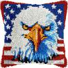 Latch Hook Kits Pillow Kits USA Flag & Eagle Latch Hook Cushion Pillow Cover Embroidery Craft Kits for Beginner DIY Latch Hook Pillowcase Kit with Printed Canvas 43x43cm (46) view 1