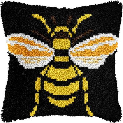Latch Hook Kits Pillow Kits Bee Latch Hook Cushion Pillow Cover Embroidery Craft Kits for Beginner DIY Latch Hook Pillowcase Kit with Printed Canvas 43x43cm (31)