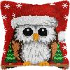 Latch Hook Kits Pillow Kits Christmas Owl Latch Hook Cushion Pillow Cover Embroidery Craft Kits for Beginner DIY Latch Hook Pillowcase Kit with Printed Canvas 43x43cm (53) view 1