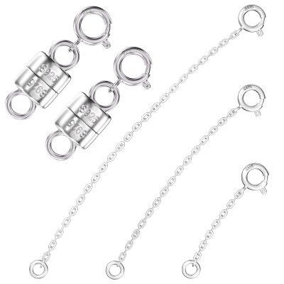 Qulltk 925 Sterling Silver Necklace Extender and Magnetic Clasps for Necklaces,Bracelet Extender Jewelry Extension with Magnetic Necklace Clasps and Closures