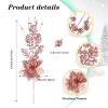 Canlierr 15 Pcs 17 Inch Christmas Artificial Glitter Berry Stem Ornaments with Poinsettia Flower, Xmas Glitter Poinsettia Flowers Picks for Christmas Tree Vase Holiday Party Home Decor(Rose Gold) view 2