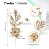 Canlierr 15 Pcs 17 Inch Christmas Artificial Glitter Berry Stem Ornaments with Poinsettia Flower, Xmas Glitter Poinsettia Flowers Picks for Christmas Tree Vase Holiday Party Home Decor(Champagne) view 2