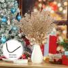 Canlierr 15 Pcs 17 Inch Christmas Artificial Glitter Berry Stem Ornaments with Poinsettia Flower, Xmas Glitter Poinsettia Flowers Picks for Christmas Tree Vase Holiday Party Home Decor(Champagne) view 3