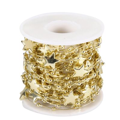 10 Meters Bead Ball Chains Stainless Steel 10 Meters Keychain Extension Chain - Pointed Star Decorative String (Gold)