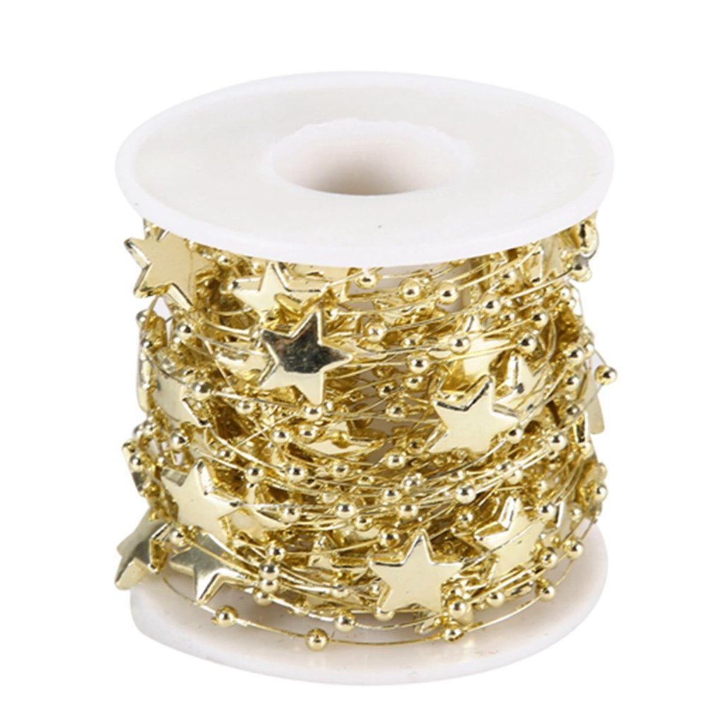 10 Meters Bead Ball Chains Stainless Steel 10 Meters Keychain Extension Chain - Pointed Star Decorative String (Gold)