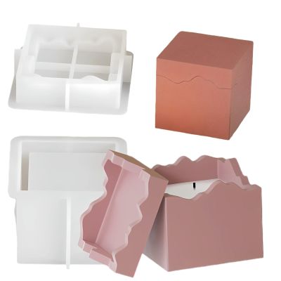 Square Cup Silicone Mold Cube Candle Jar Molds with Lid Square Box Resin Molds Handmade Storage Container for Jewelry Tray DIY Plaster Cast Cement Incense Burners Concrete Mold