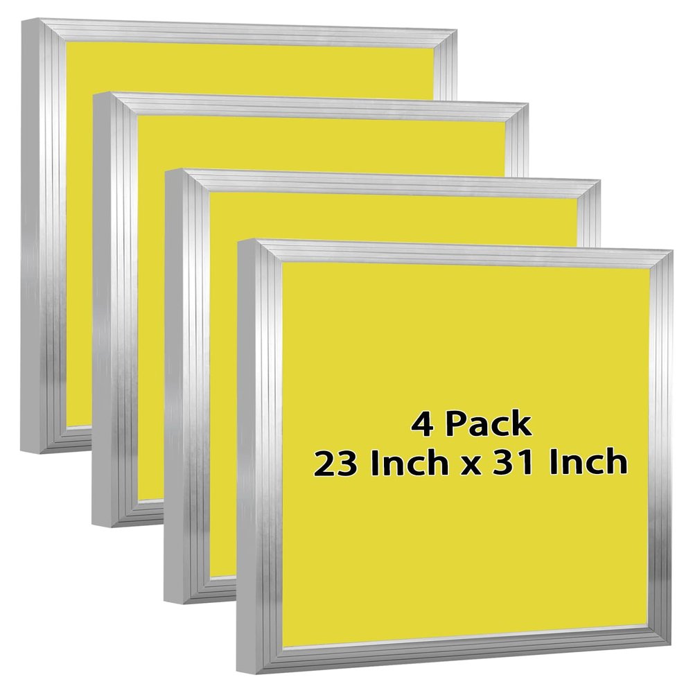 23 x 31 Inch Screen Printing Kit, Silk Screen Printing Frame for Family, T-Shirt Logo Patterns Text Screen Printing Machine Starter Kit with Yellow Screen Printing Screen (305 Yellow Mesh-4 PCS)